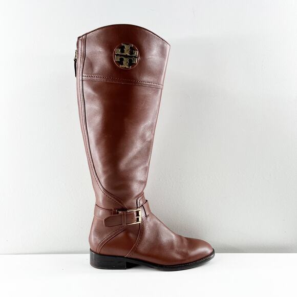 Tory Burch Leather Adeline Knee High Equestrian Riding Boots Brown 6 - Picture 4 of 10